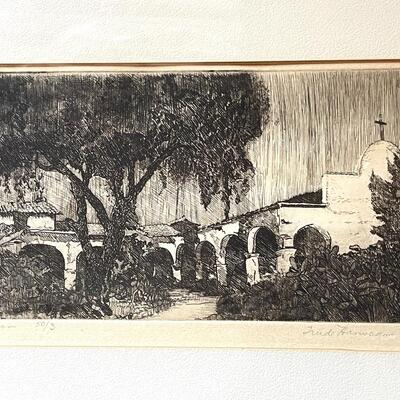 Lot 105 Pair California Mission Etchings One Signed Trude Hanscom San Juan Capistrano 50/3