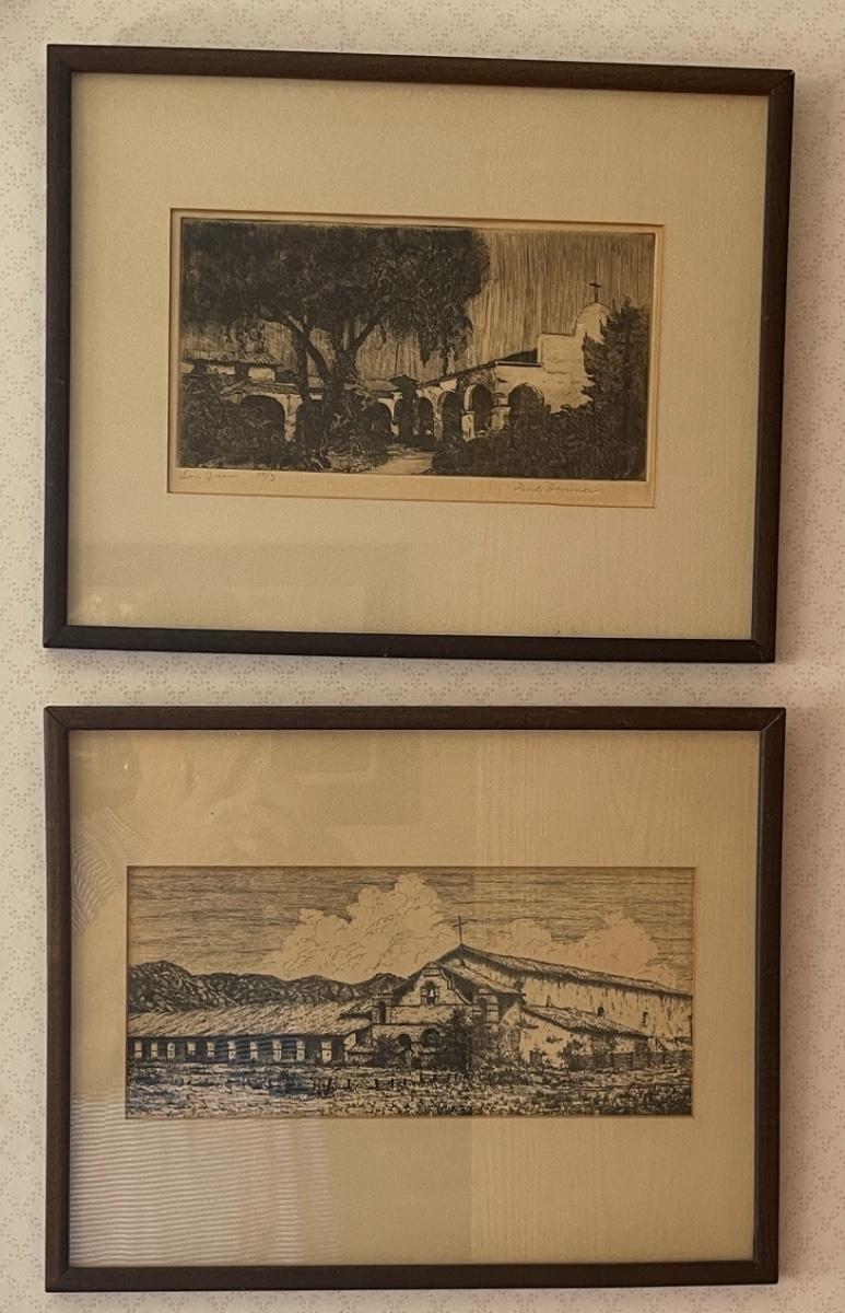 Lot 105 Pair California Mission Etchings One Signed Trude Hanscom San ...