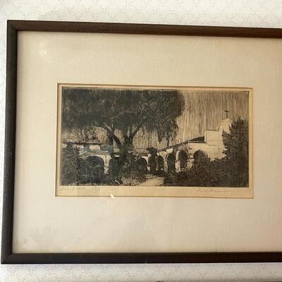 Lot 105 Pair California Mission Etchings One Signed Trude Hanscom San Juan Capistrano 50/3