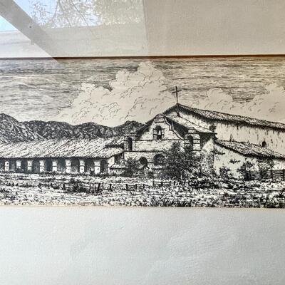 Lot 105 Pair California Mission Etchings One Signed Trude Hanscom San Juan Capistrano 50/3