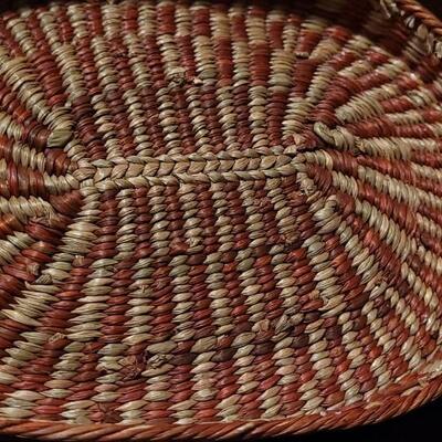 Lot 113: Vintage Native American Woven Basket with Lid