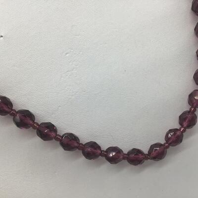 Vintage Glass Necklace Purple