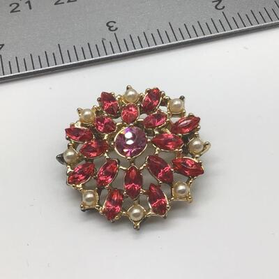 Pink And Pearl Type Brooch