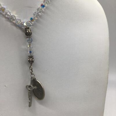 Glass Iridescent Religious Necklace