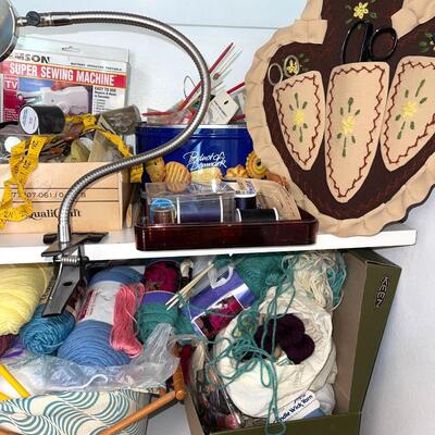 Lot 107 Needlework & Craft Bonanza Yarn Fabric Notions Tools Thread Booklets Buttons