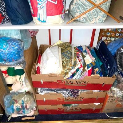 Lot 107 Needlework & Craft Bonanza Yarn Fabric Notions Tools Thread Booklets Buttons