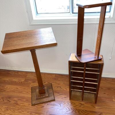 Lot 111 Trio of Wood Items Small Podium Book Rack  CD Holder