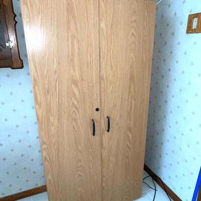 Lot 118 Utility Cabinet Particle Board Wood Laminate Finish 3 Shelves 29x60