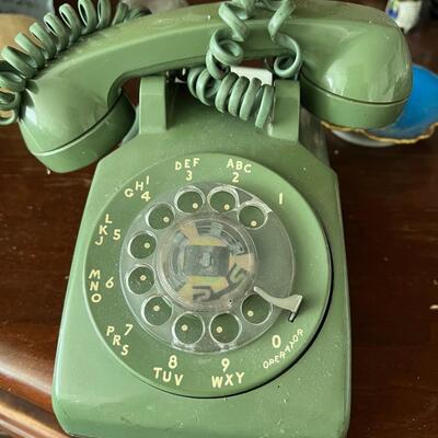 Vintage Rotary Phone - Green Mid Century
