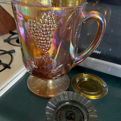 Carnival Glass pitcher -grape design