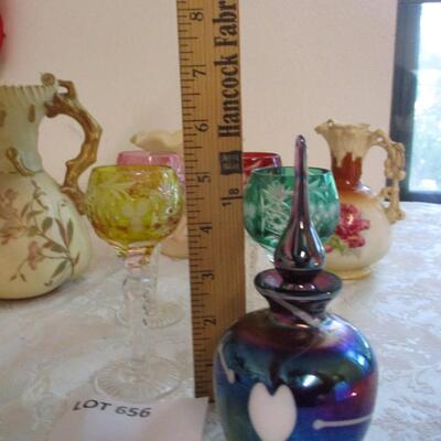Multi color crystal stemware/pitcher