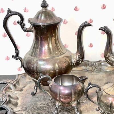 LOT 144  VINTAGE SHEFFIELD ENGLISH SILVER PLATE TEA/COFFEE SERVICE
