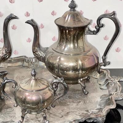 LOT 144  VINTAGE SHEFFIELD ENGLISH SILVER PLATE TEA/COFFEE SERVICE