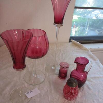 Vintage cranberry stemware