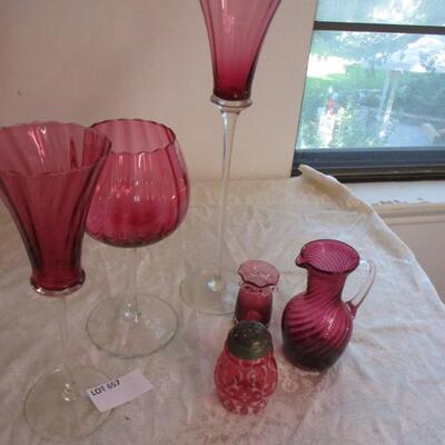 Vintage cranberry stemware