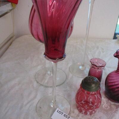Vintage cranberry stemware