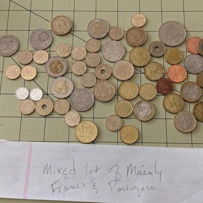 Mixed Lot of Foreign Coins, France, Portugal, etc.