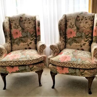 Lot #31  Pair of Vintage Wing Back Chairs - Hickory Furniture Company