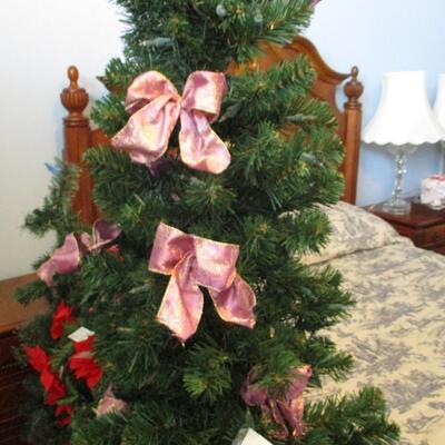 Two faux Christmas trees- lavender decorations