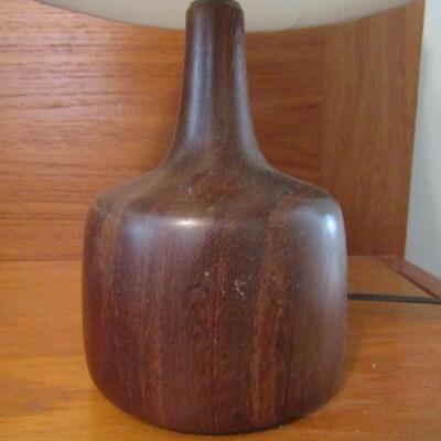 Pair of Teak Wood Lamps- Contemporary Jug with Long Neck Design