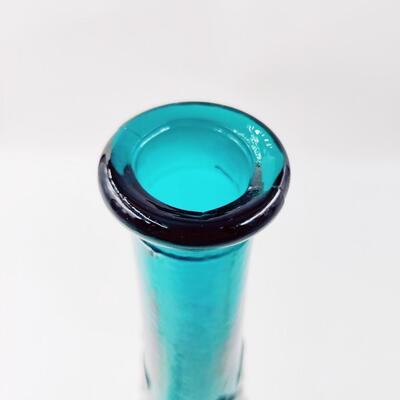 BEAUTIFUL TEAL FLORAL GENIE GLASS DECANTER #1