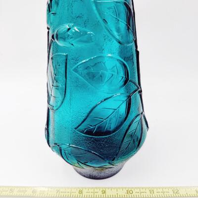 BEAUTIFUL TEAL FLORAL GENIE GLASS DECANTER #1