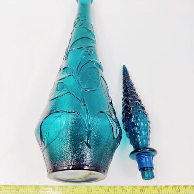 BEAUTIFUL TEAL FLORAL GENIE GLASS DECANTER #1