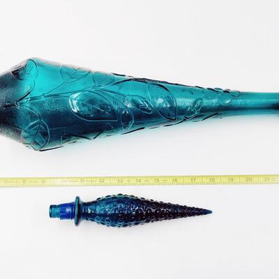 BEAUTIFUL TEAL FLORAL GENIE GLASS DECANTER #1