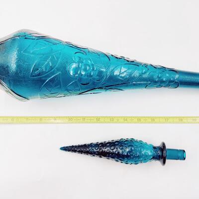 BEAUTIFUL TEAL FLORAL GENIE GLASS DECANTER #2