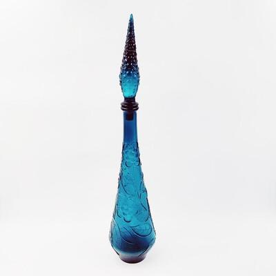 BEAUTIFUL TEAL FLORAL GENIE GLASS DECANTER #2