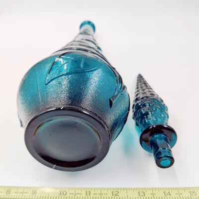 BEAUTIFUL TEAL FLORAL GENIE GLASS DECANTER #2