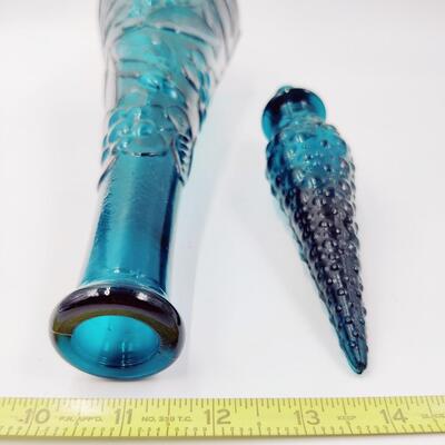 BEAUTIFUL TEAL FLORAL GENIE GLASS DECANTER #2