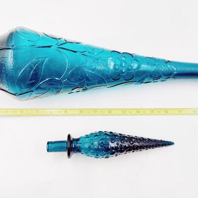 BEAUTIFUL TEAL FLORAL GENIE GLASS DECANTER #2