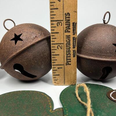 Rustic Metal Christmas Home Decor Crafted String Up Decor & Jingling Bells