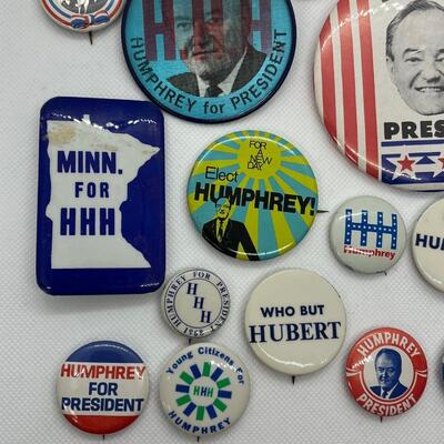 LOT 3: Hubert Humphrey Political Pins, Buttons Presidential Elections