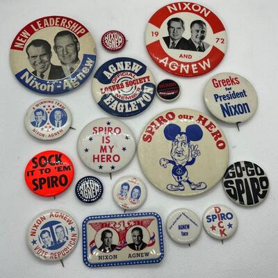 LOT 4: Spiro Agnew Vice President Richard Nixon Political Campaign Buttons, Pins