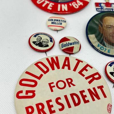 LOT 8: Barry Goldwater for President Political Campaign Buttons, Pins