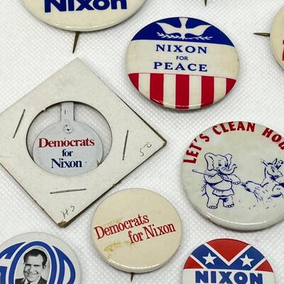 LOT 10: Richard Nixon Special Interests/Causes Presidential Race Pins, Buttons