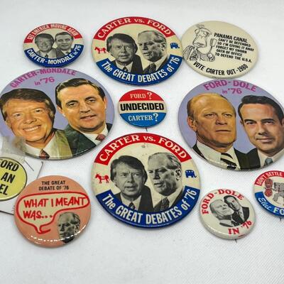 LOT 11: 1976 Presidential Race - Ford Vs. Carter Campaign Pins, Buttons