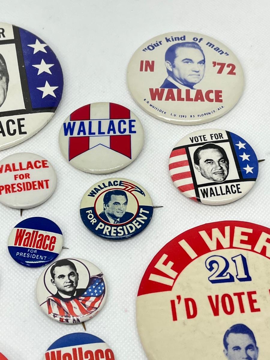 LOT 12: George Wallace Presidential Campaign Political Pins, Buttons ...