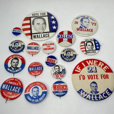 LOT 12: George Wallace Presidential Campaign Political Pins, Buttons