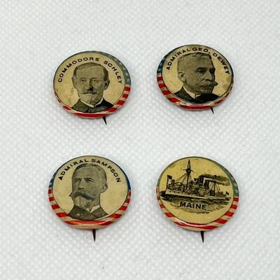 LOT 14: Antique Spanish American War Pinback Buttons - 1890s