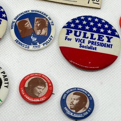 LOT 16: Presidential Political Campaign Buttons, Pins -Socialist and Communist Candidates