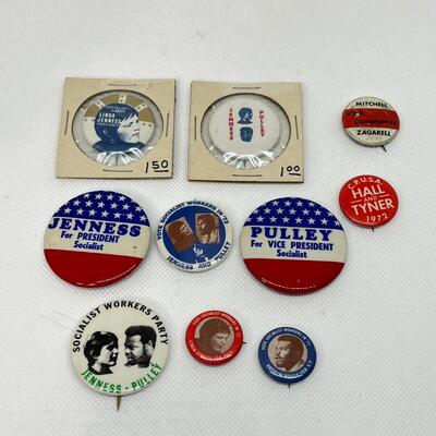 LOT 16: Presidential Political Campaign Buttons, Pins -Socialist and Communist Candidates