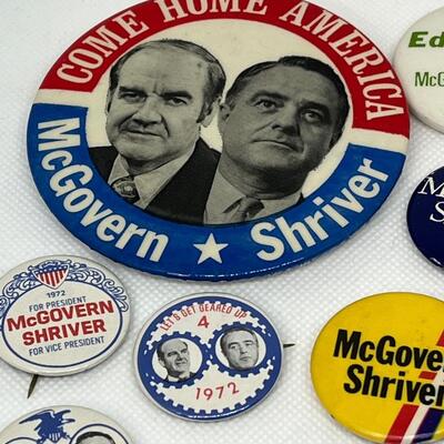 LOT 19: George McGovern/Sergeant Shriver Political Pins - President Race 1972