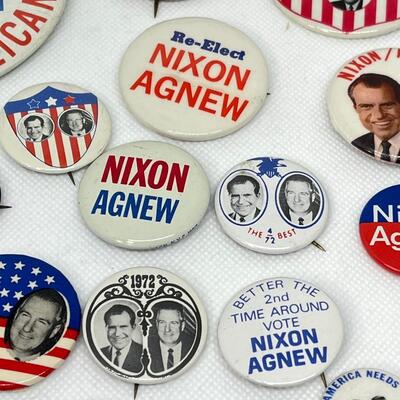 LOT 20: Nixon/Agnew Presidential Political Campaign Buttons, Pins