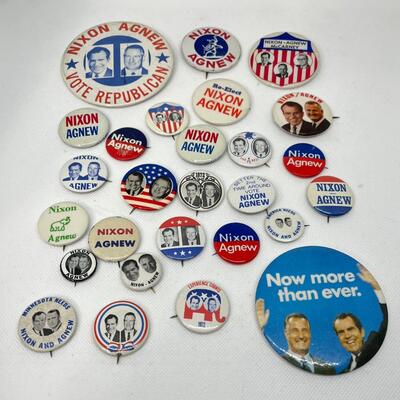 LOT 20: Nixon/Agnew Presidential Political Campaign Buttons, Pins