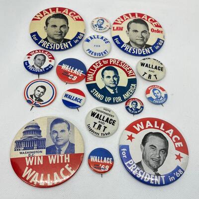 LOT 23: Presidential Political Campaign Pins - George Wallace
