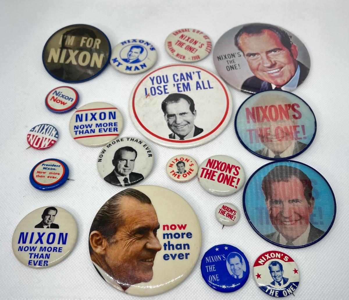 LOT 27: Richard Nixon Campaign Slogan Political Buttons | EstateSales.org