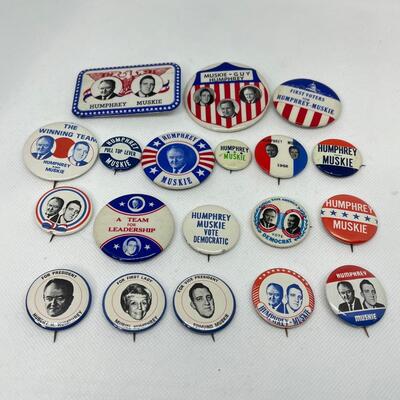 LOT 28: Humphrey/Muskie 1968 Presidential Campaign Buttons
